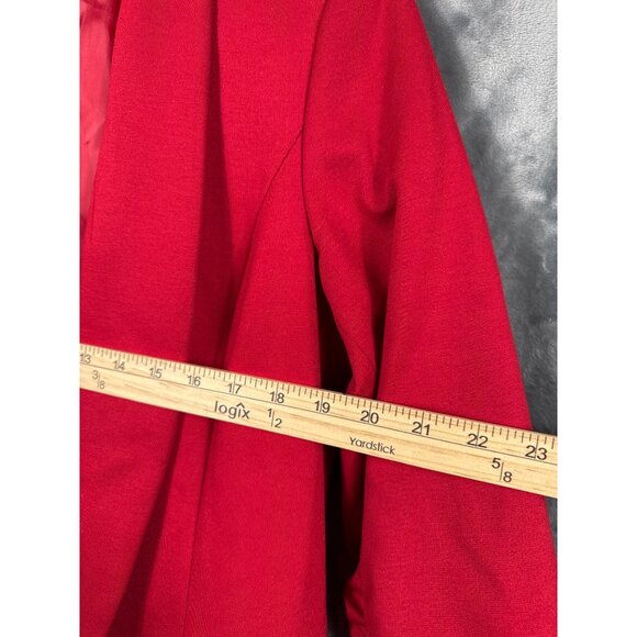 Kasper Red Womens Blazer Jacket M With Zipper Pockets & Ruched Sleeves - Picture 7 of 8